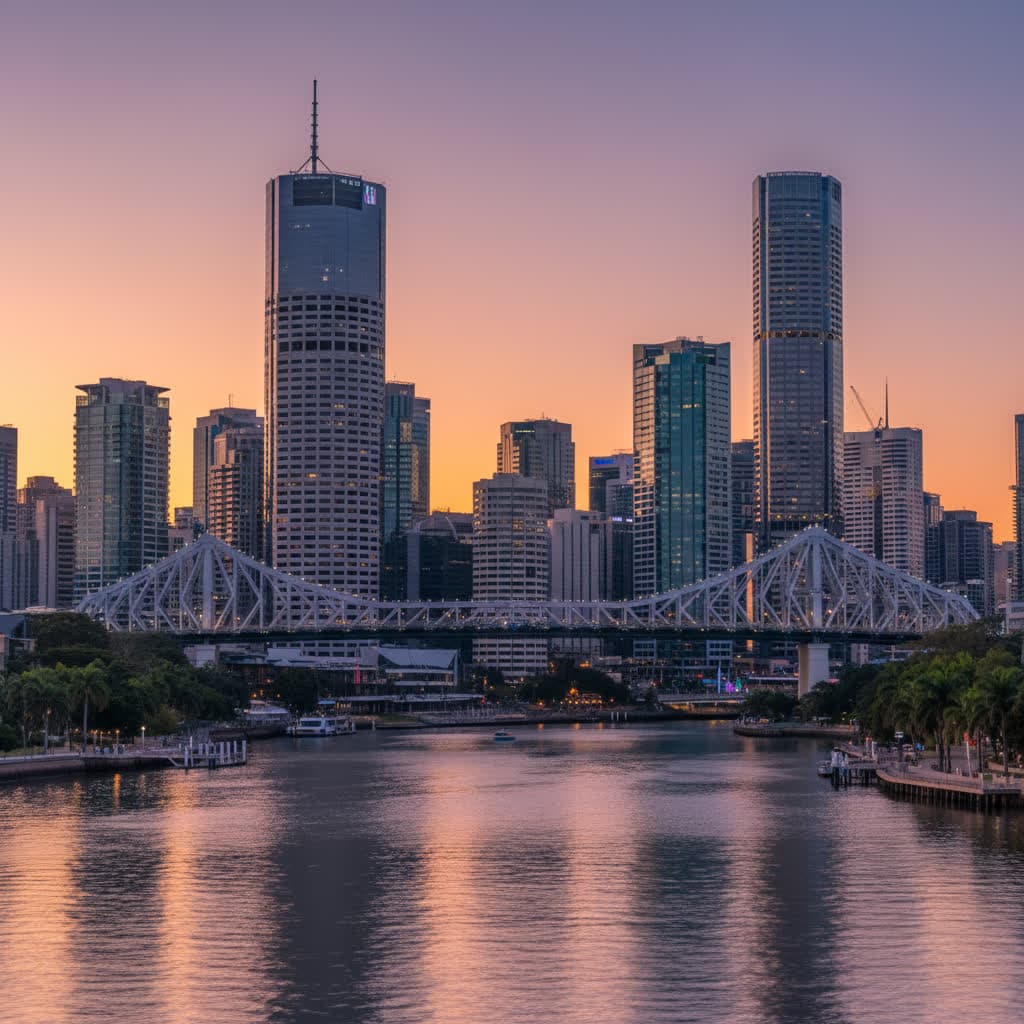 Brisbane city skyline along the river