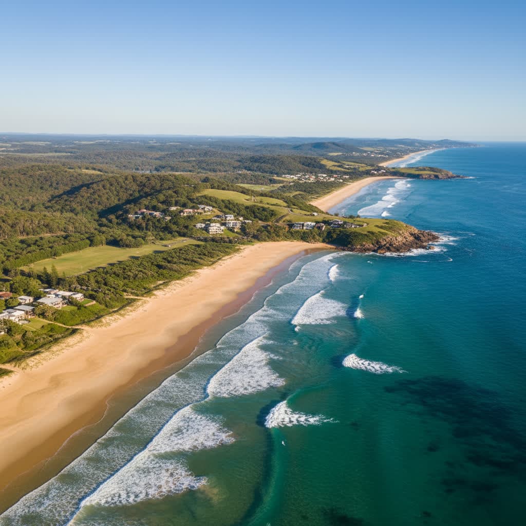 Panoramic view of the Sunshine Coast coastline