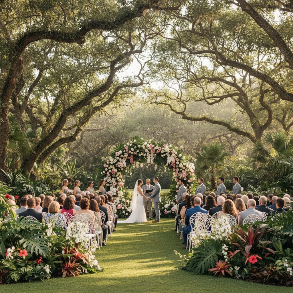 Garden ceremony setting — stock image
